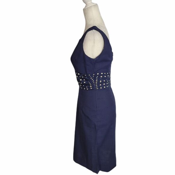 VINTAGE 60s dress Sue Brett navy blue two piece sheath with button back top S‎ - Picture 5 of 17